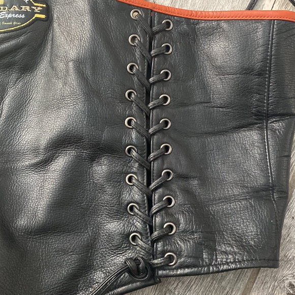 Genuine Vintage HARLEY DAVIDSON Leather Halter Vest M - Picture 4 of 11